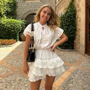 Maje Cream Lace Midi Dress